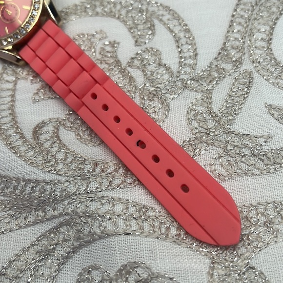 Charming Charlie’s silicone and rhinestone watch. Has a battery. Pink and gold. - Picture 3 of 6